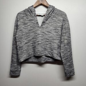 Saturday Sunday Cropped Hoodie Women Size S Gray Long Sleeve Casual Sporty